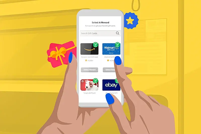 Woman holding phone playing Rewarded Play