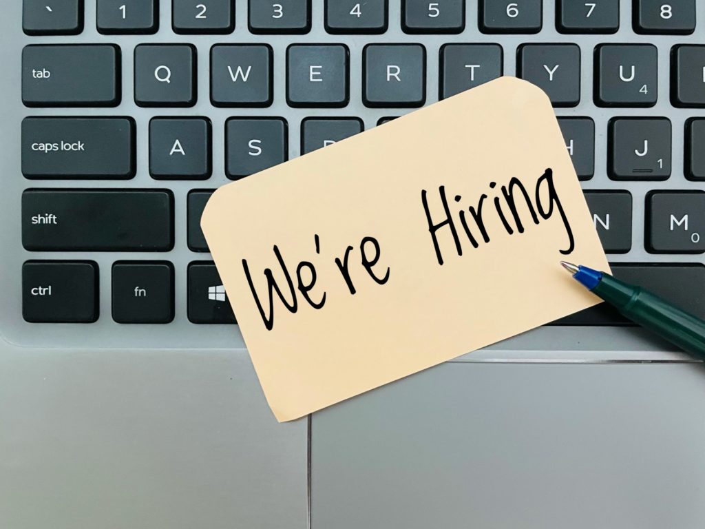 Job search on a computer.